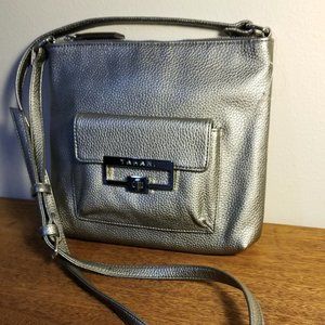 NWOT Silver Pebble Tahari Crossbody Bag with Outer Pocket